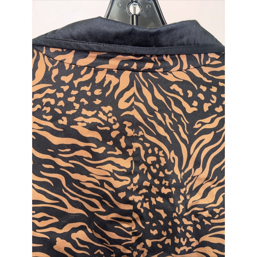 Patrick Christopher Jacket Women 3X Black Brown Animal Print Blazer Open Zip - Picture 7 of 7
